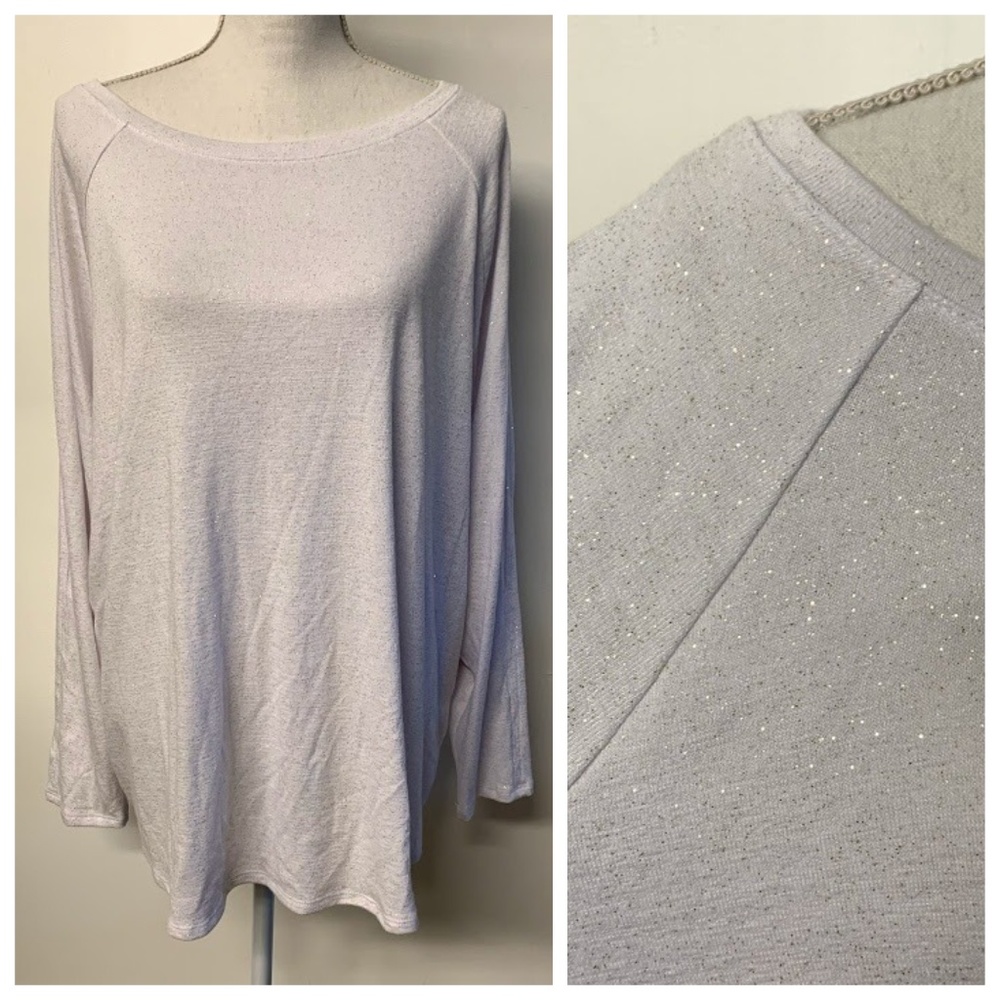 NWT Jennifer Lopez White Glitter Cut Out Arm Top - Picture 1 of 8